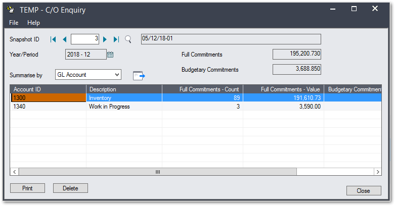 Commitment Accounting, Sage 300